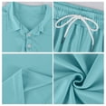 thumbnail image 5 of Men'S Breathable Collared Polo Shirt Short Sleeve And Elastic Waist Drawstring Shorts Set Casual Athletic Tracksuits For Summer Outdoor,Light Blue,L, 5 of 7