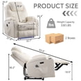 thumbnail image 3 of Power Recliner Chair with Massage and Heat, Electric Recliners with LED Lights, Lumbar Pillow, Cup Holders, Side Pocket, USB Port, Home Theater Seating for Living Room, Beige, 3 of 8