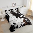 thumbnail image 6 of Brown Cow Divet Cover Set Queen, 3 Pieces Bed Cover Black White Cow Print Farmhouse Bedding Set for Kids Boys Girls, 6 of 7