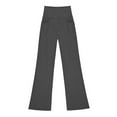 thumbnail image 5 of High Waisted Kids Girls Bootcut Pants Flared Shark Skin Leggings With Side Pockets Soft Stretchy Fall Sports Casual Pants For Big Girls School Outdoor Dark Gray 12 Years, 5 of 9