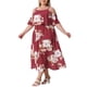 thumbnail image 4 of Vestido Maxi Casual de Playa para Mujer Plus Size con Cuello Cuadrado, Tirantes Ajustables y Mangas Frías de Flores Agnes Orinda 4X Rojo, 4 of 5