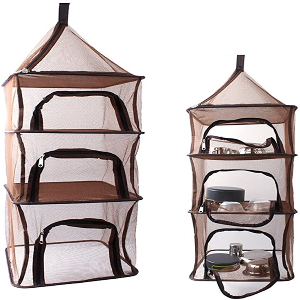 Kepooman Clothes Drying Rack 4 Layer Laundry Dryer Rack Foldable and Retractable Camping Organizer Mesh Dryer Storage for Indoor Outdoor, Brown Kepooman Clothes Drying Rack 4 Layer Laundry Dryer Rack Foldable and Retractable Camping Organizer Mesh Dryer Storage for Indoor Outdoor, Brown