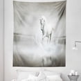 thumbnail image 1 of Animal Tapestry, Wild Horse Running Through Water Dramatic for the Motivation of Life Art, Fabric Wall Hanging Decor for Bedroom Living Room Dorm, 5 Sizes, Black and White, by Ambesonne, 1 of 9