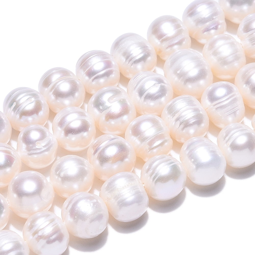 5 Strand Natural Cultured Freshwater Pearl Beads Strands Potato Creamy White 7.5~10x6.5~8.5mm Hole: 0.7mm about 45~46pcs/strand 13.78~13.98 inch(35~35.5cm)