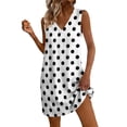 thumbnail image 2 of QUNYINEY A Line Womens Sun Dresses Beach Mini Sleeveless Polka Dot Tank Dress with Pockets V Neck Casual Vacation Loose Fit Dresses, 2 of 6