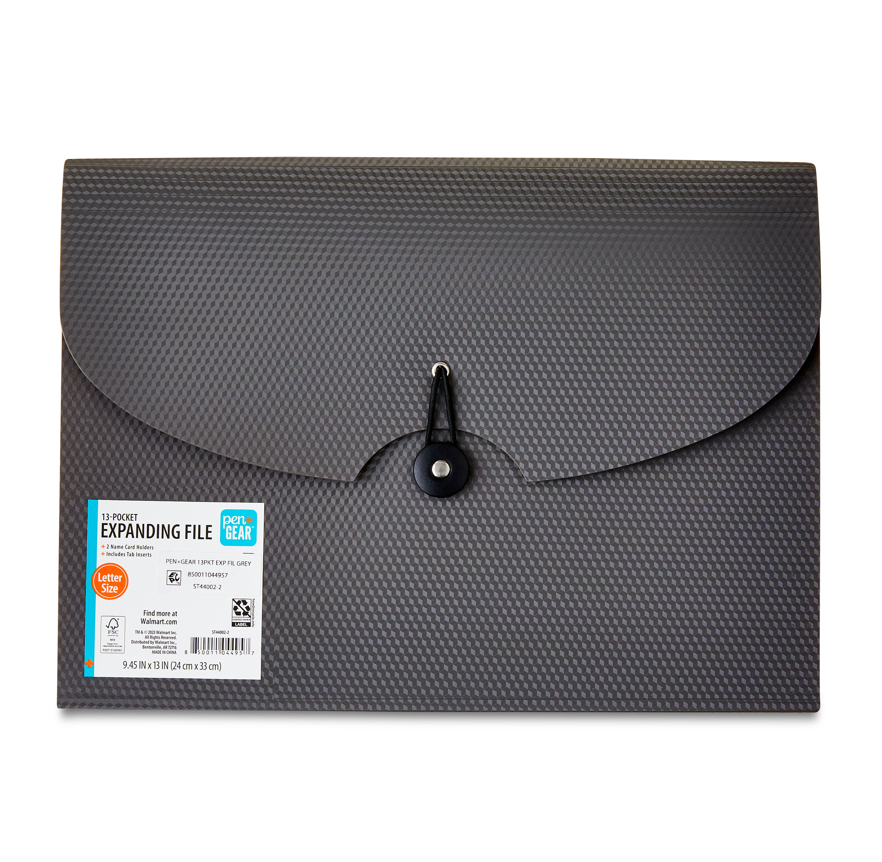 Pen+Gear 13-Pocket Letter-Size Expanding File Folder, Textured Gray