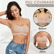 Strapless Bra for Women Non-Slip Silicone Wireless Bandeau Bras Seamless pads Bralette Tube Top Bra,Clear Bra Straps Included