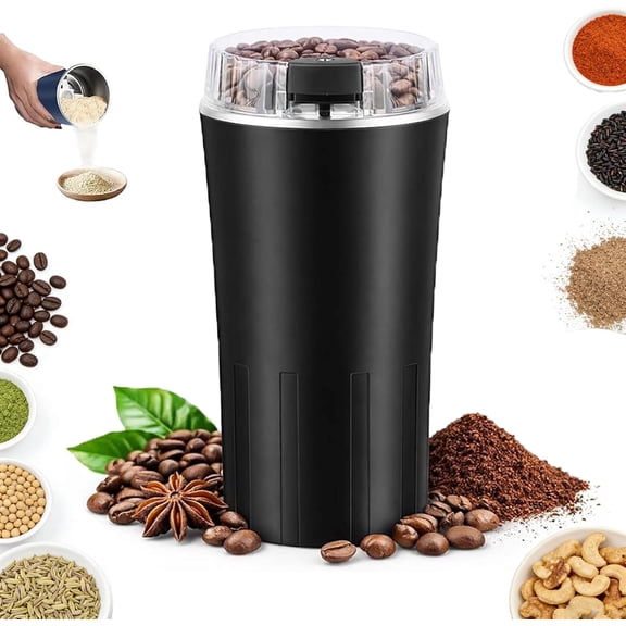 Coffee Grinders for Home Use – Stainless Steel Blade, One-Touch Grinding for Coffee Beans, Spices, Herbs, and More – Portable Multi-Function Mill with Cleaning Brush(Black)