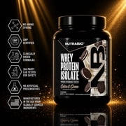 NutraBio Whey Protein Powder Isolate Supplement – 25g of Protein Per Scoop with Complete Amino Acid Profile - Soy and Gluten Free - Zero Fillers and Non-GMO -Cookies & Cream - 20 Servings