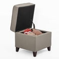 thumbnail image 5 of Homebeez Square Fabric Storage Ottoman Foot Rest Light Brown, 5 of 8