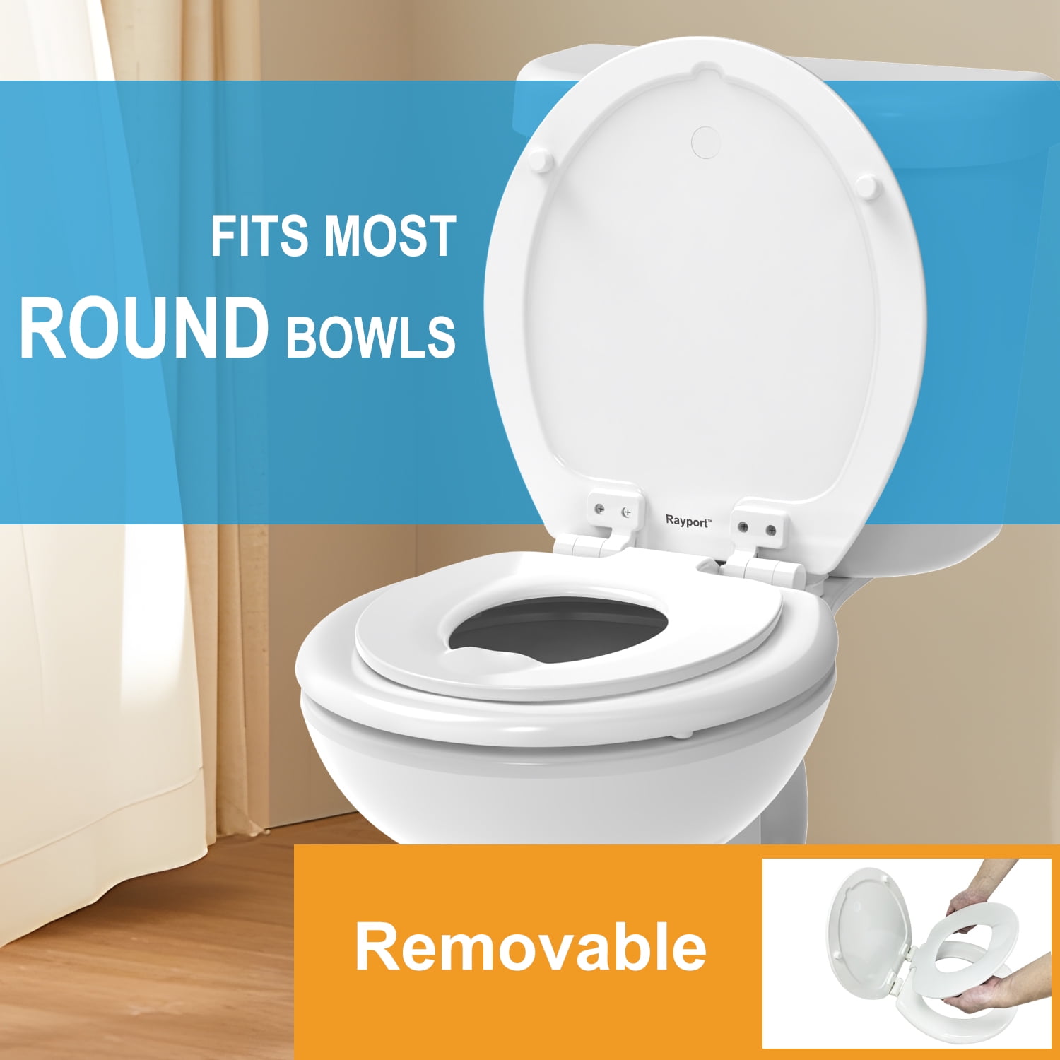 Rayport American Standard Round Toilet Seat with Toddler Seat, Soft Close