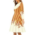 thumbnail image 3 of FKELYI Thanksgiving Stripes Women Dresses Size 2XL Durable Fall Pumpkins Women Dress Long Sleeve Elegant Elastic Women's Wear to Work Dresses Midi, 3 of 4