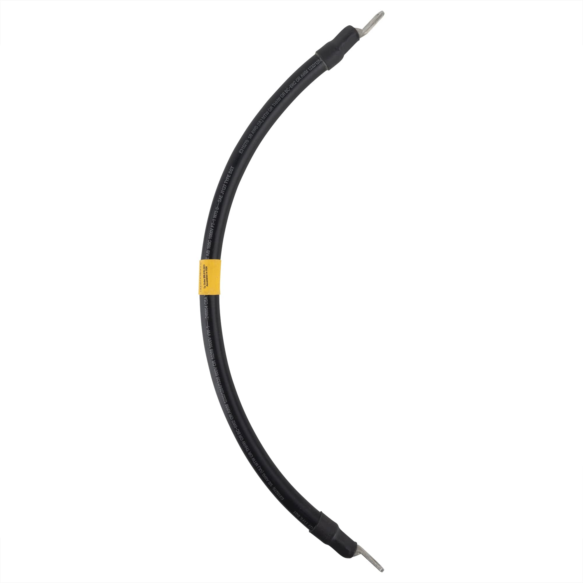 AWG 1/0 Black Battery Interconnect Cable 18" with 3/8" Lugs ASSEMBLED