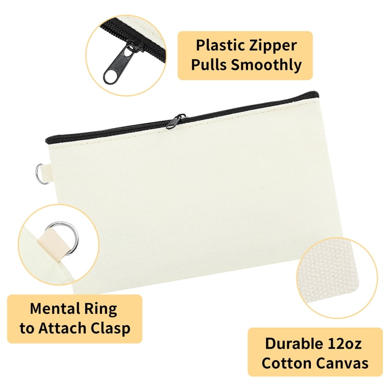 Aspire 12 pezzi Borsa per artigianato fai-da-te vuota, Borsa per trucco in tela con fodera, Borsa da toilette da viaggio 6-3/4 x 4-3/4 pollici