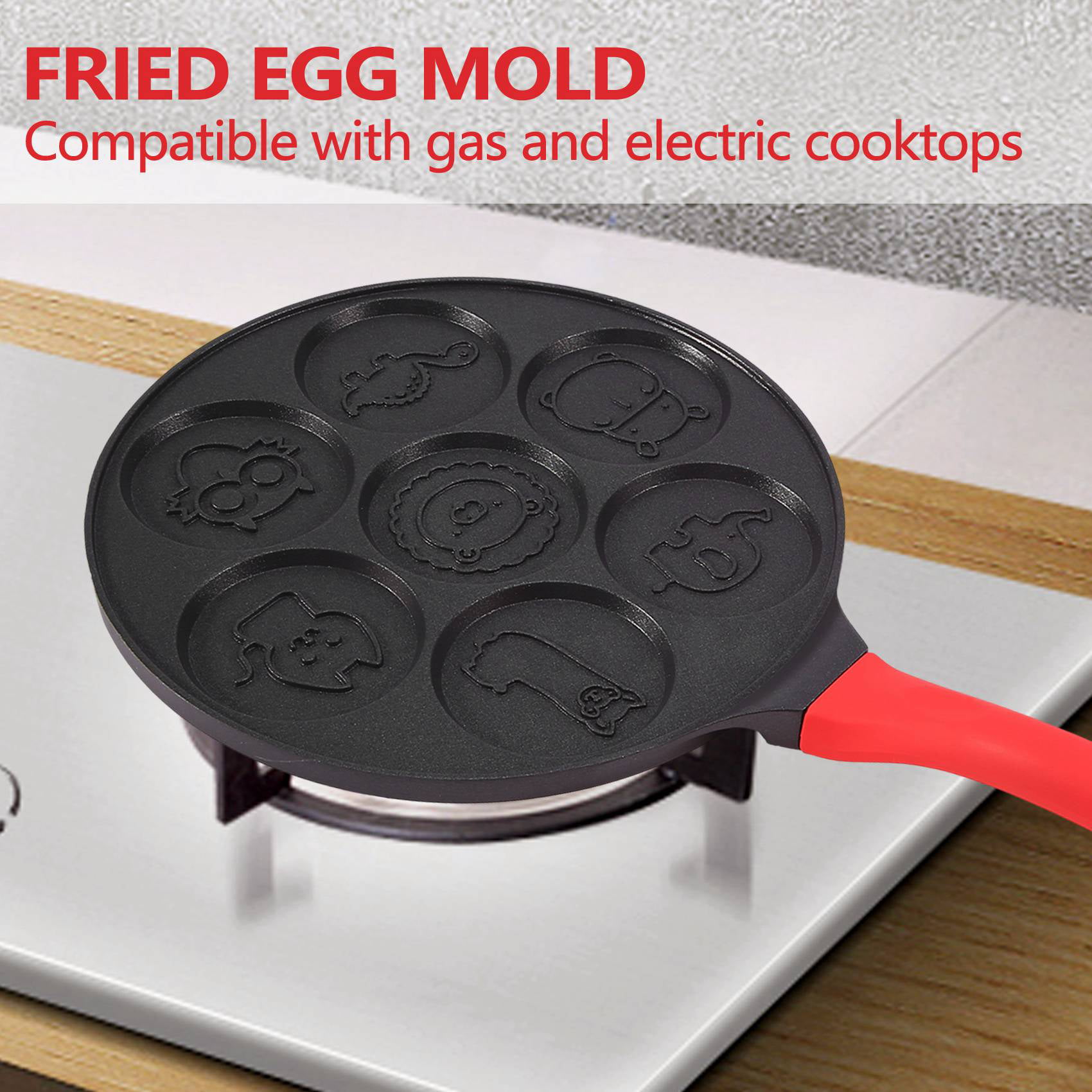  KRETAELY Nonstick Pancake Pan Pancake Griddle With 7-hole  Design Mini Pancake Maker With PFOA Free Coating-black: Home & Kitchen