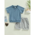 thumbnail image 2 of Arvbitana 0-3 Years Infant Baby Boys Summer Clothes Solid Color Short Sleeve T-Shirt and Drawstring Shorts Set 2Pcs Outfits, 2 of 9