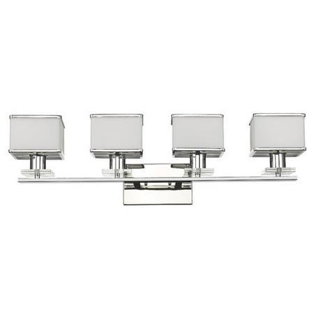 4 Light Halogen Bath Fixture - CHLOE Lighting TRILLUMINATE Contemporary 4 Light Chrome Finish White Opal Glass Bath Vanity Wall Fixture 32