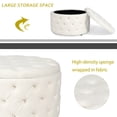 thumbnail image 3 of Homebeez Round Storage Ottoman Button Tufted Footrest Stool Coffee Table Children Sofa Stool,White, 3 of 8