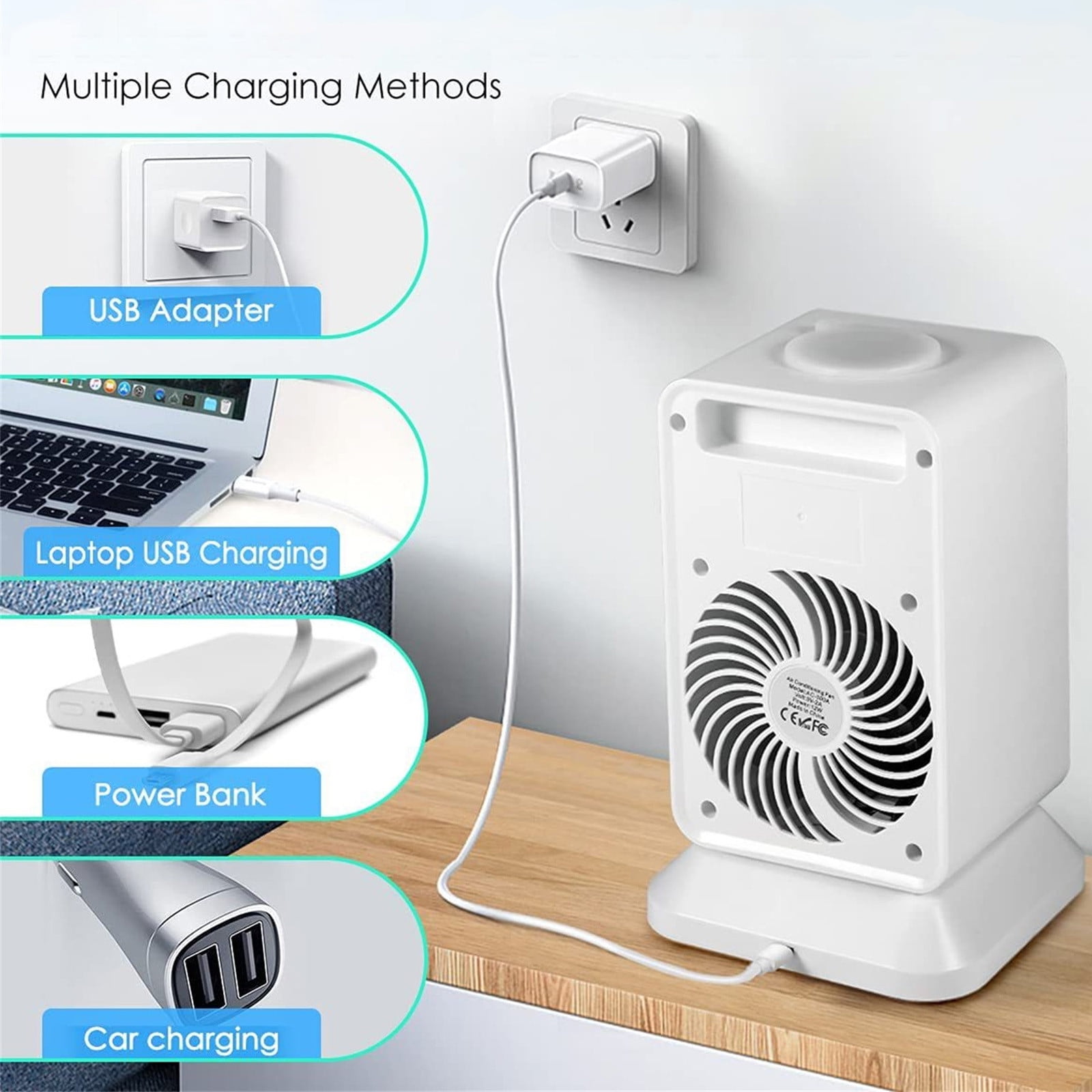 PHIGZNT Portable Air Conditioners Rechargeable, 5200mAh Mini Air Conditioner, Personal Air Cooler with 3 Speeds, Small Desk Air Conditioner for Bedroom, Office, Outdoor
