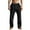 c01Black, variant on LNWUY Mens Casual Linen Pants Loose Fit Elastic Drawstring Waist Button Straight-Legs Summer Yoga Beach Long Pants White XL