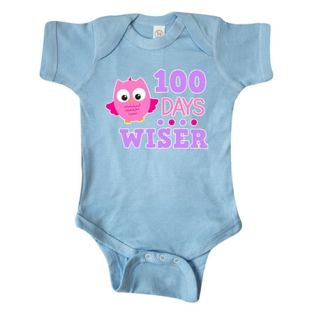 

Inktastic 100 Days Wiser with Pink Owl Gift Baby Girl Bodysuit