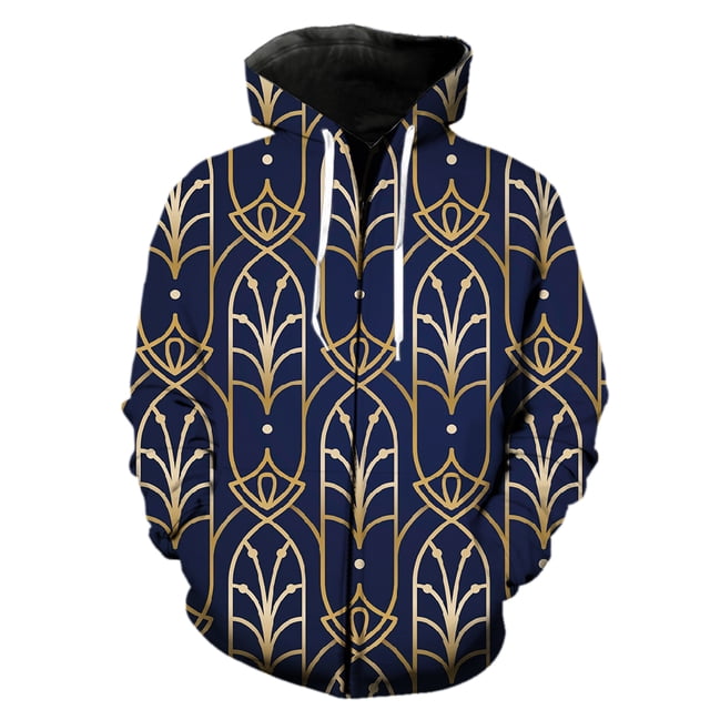 Abstract Geometric Patterns Men's Zipper Hoodies 3D Print Tops Harajuku Hip Hop Spring Oversized Teens Fashion Cool Sweatshirts