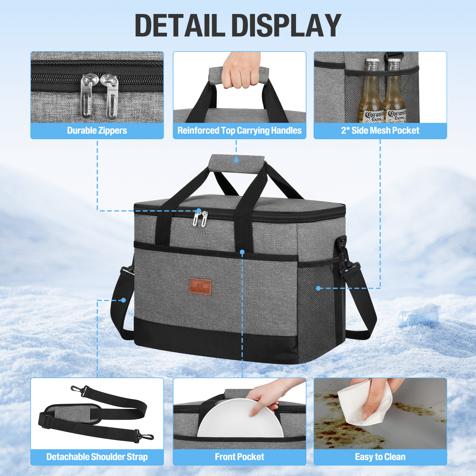 Cshidworld 48-Can Collapsible Soft Cooler Bag, Gray photo 8