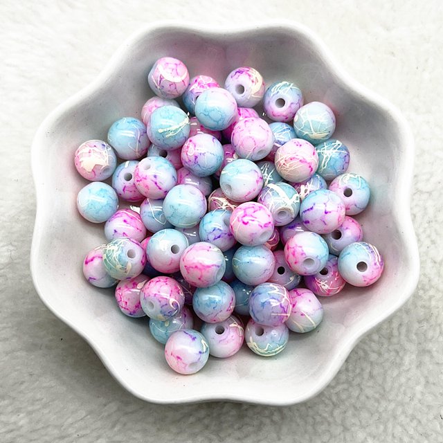 New 4/6/8/10mm Pattern Round Glass Beads Loose Spacer Beads for Jewelry Making DIY Bracelet Necklace Accessories