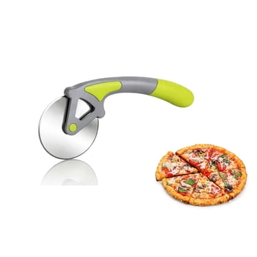 Pizza Cutter and Cake Cutter Food Grade Stainless Steel Pizza Cutter Wheel - Smooth Rotating Pizza Slicer Cutter Wheel with Non Slip Ergonomic Handle (Green)