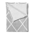 thumbnail image 2 of Grey Soft Flannel Fleece Throw Blanket, Digital Geometric Volumetric Diamond Form with Dashed Effects Web Lines Image Print, Cozy Plush for Indoor and Outdoor Use, 70" x 90", White, by Ambesonne, 2 of 5