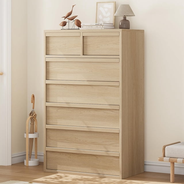QinaQin Commode en Bois, Commode Moderne à 5 Ou 7 Tiroirs avec Grand Rangement