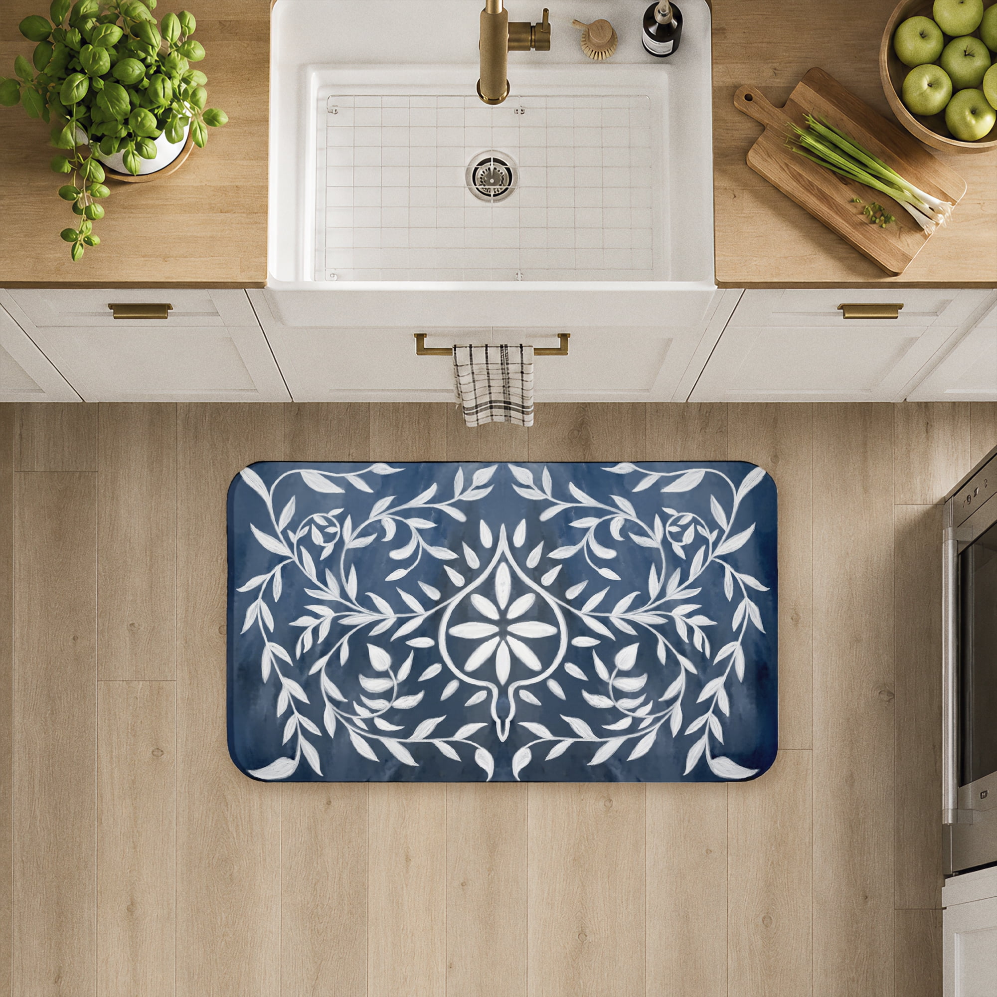 Stupell Industries Symmetrical Botanical Leaves Printed Anti-Fatigue Floor Mat, design by Ziwei Li