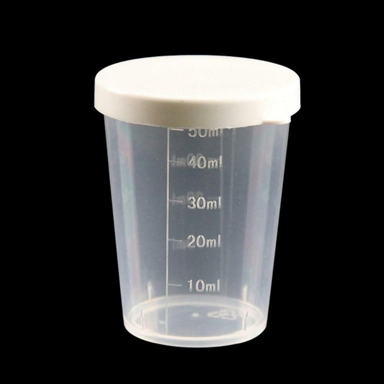 Fule 50ml Measuring Cup With Lid 10pcs Transparent Plastic Graduated  Measuring Cup - Easy To Read, Can Be Widely Used In Kitchen Or Laboratory 