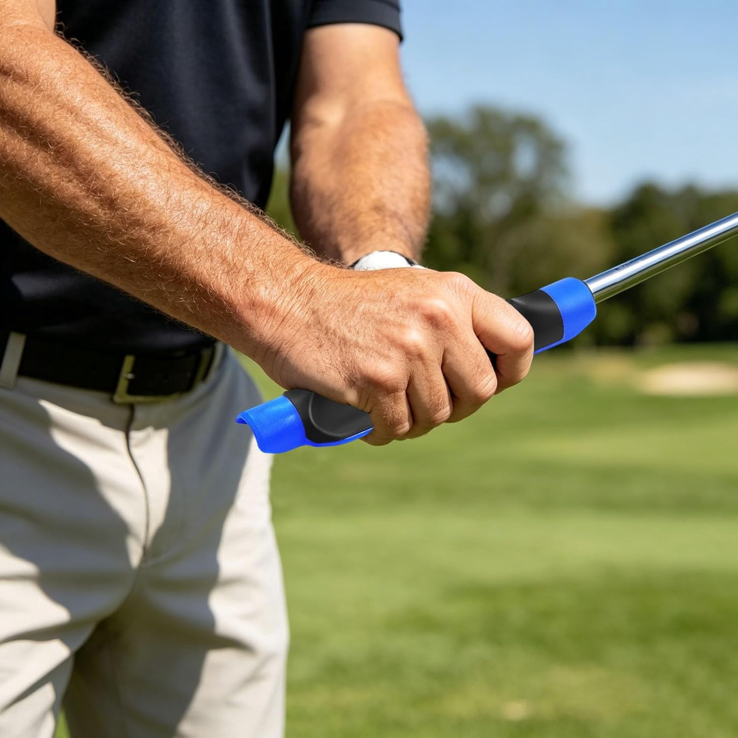 Game Swing 2pcs Golf Grip Trainer - Left-Handed Portable Grip Fix for Strength & Accuracy - Swing Aid for Outdoors & All Skill Levels,blue