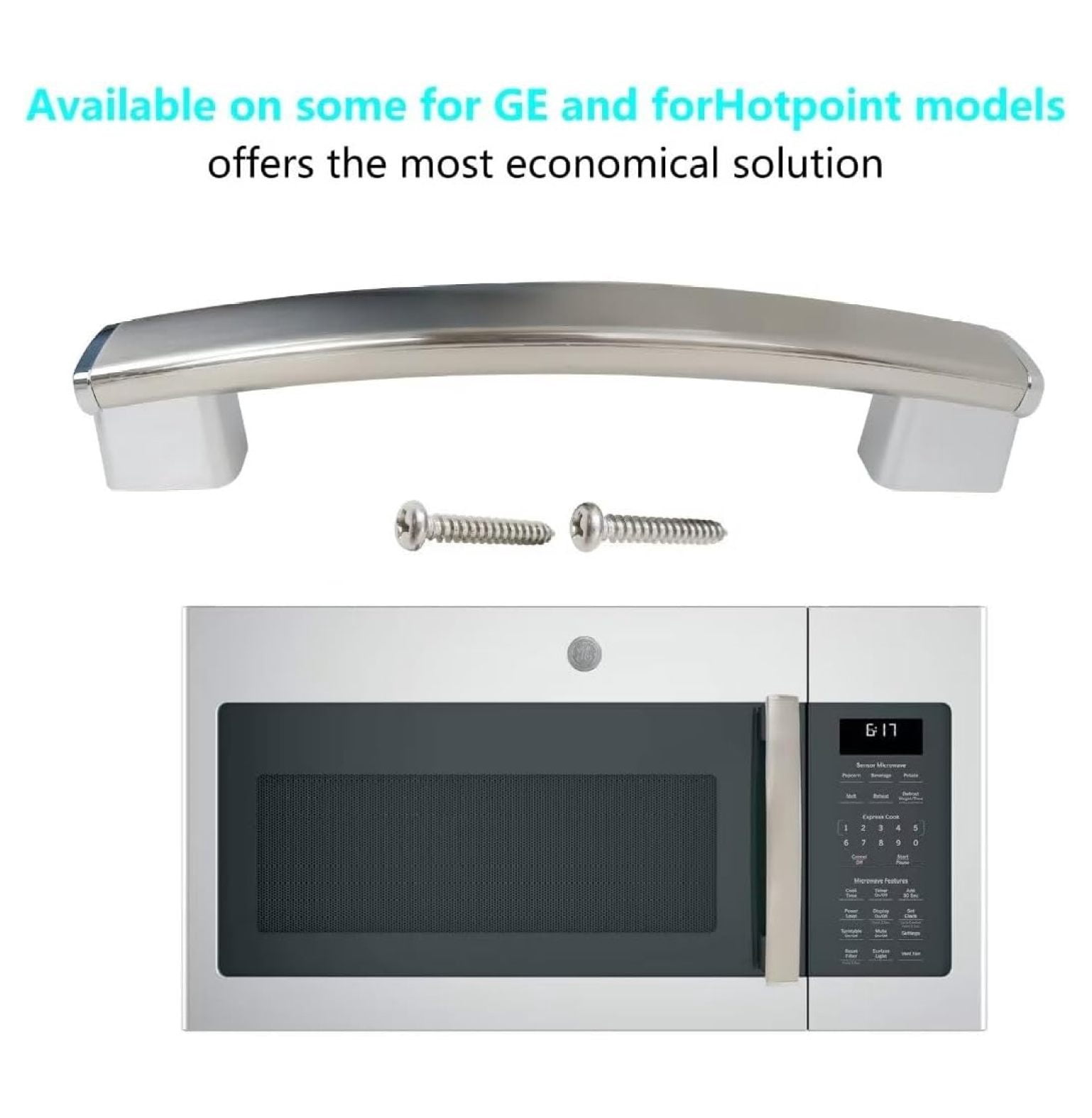 Upgraded WB15X26821 Microwave Door Handle Replacement for Microwave Parts JVM6172SK2SS, JVM6175BL1TS, Replaces PD00043395, 4464467, AP6024408
