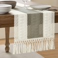 thumbnail image 1 of Camino de mesa ZeeMart, estilo macramé, bicolor, 35 x 120 cm, salvia oscura y marfil, 1 of 7