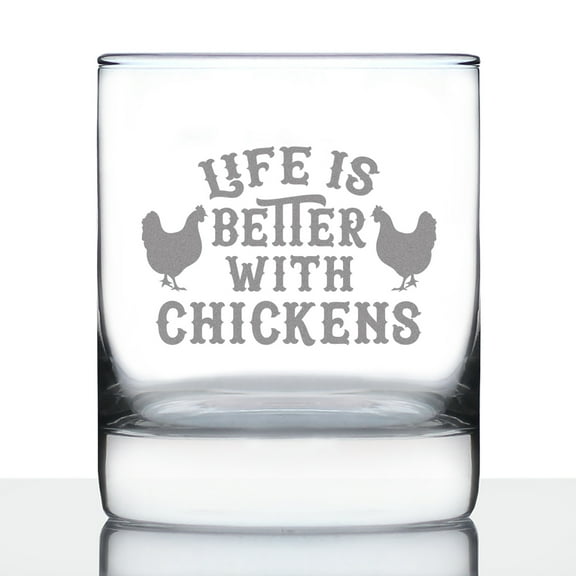 Bevvee Whiskey Rocks Glass 10.25 oz Better With Chickens Gifts for Chicken Lovers Glassware & Drinkware