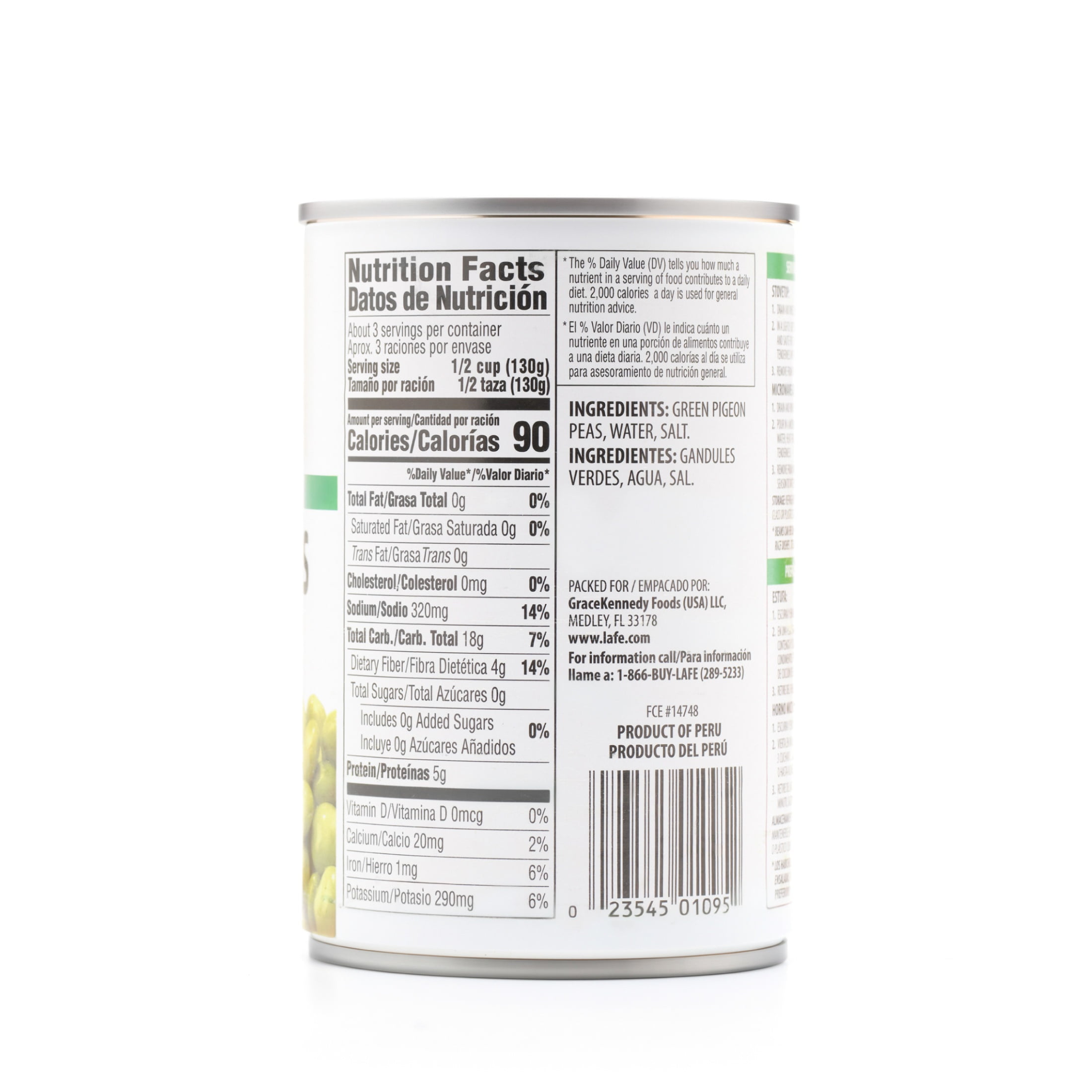 La Fe Green Pigeon Peas, 15 oz Can