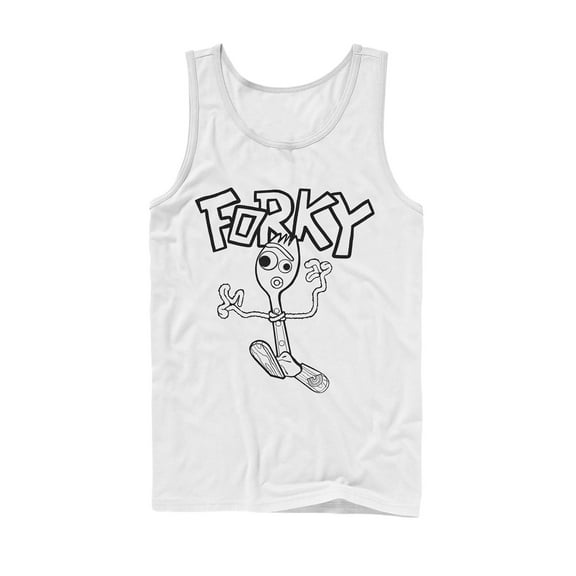 Men's Toy Story Running Forky Tank Top White Large