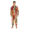 thumbnail image 4 of 1 Piece Adult Onesie Pajamas Cozy & Loose-Fit Sleepsuit Loungewear with Pockets Red and Orange Flowers X-Large, 4 of 7