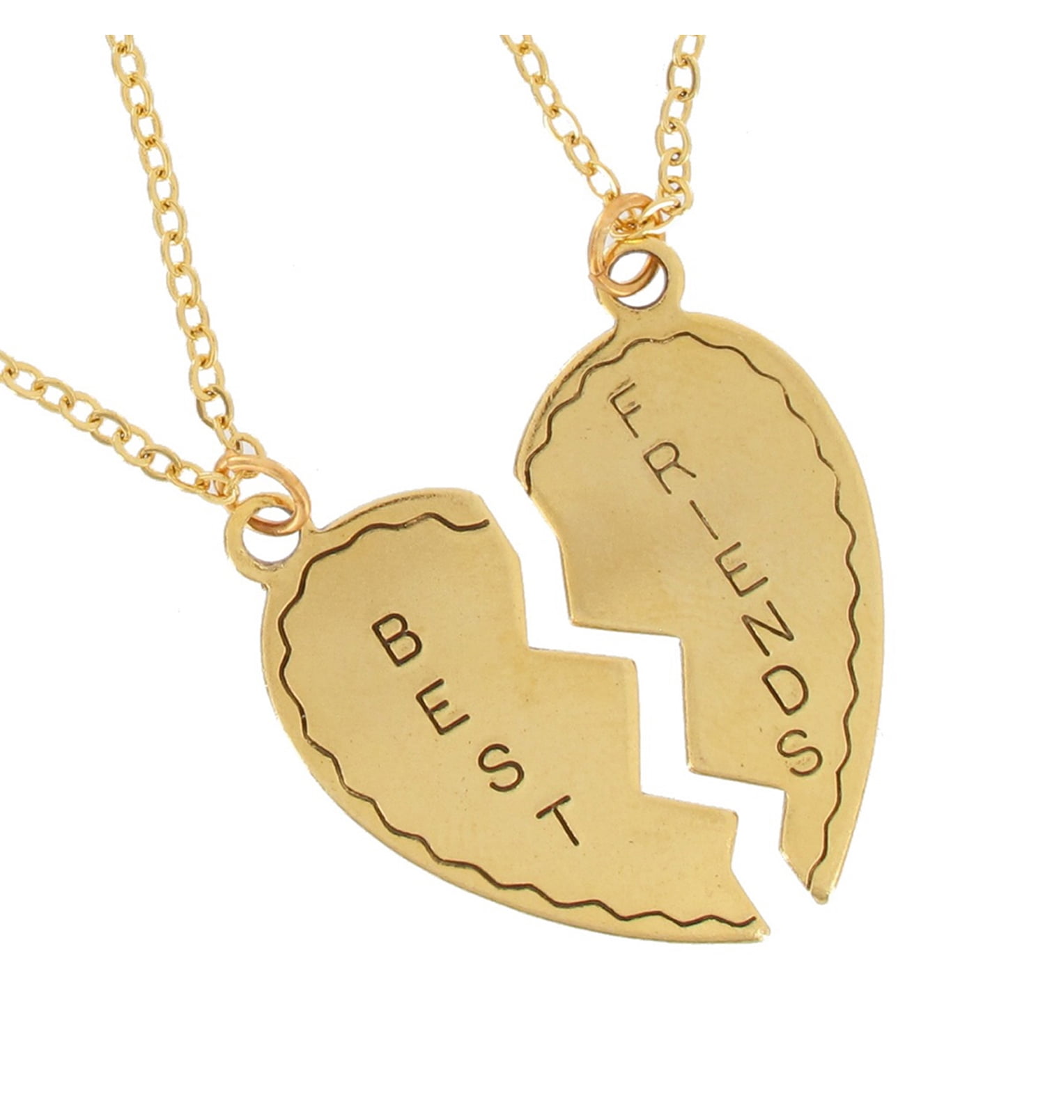 Ky And Co Best Friends Broken Heart Pendant Necklaces Bff Gold Tone Set 