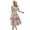 Pink, variant on Women's Ruched Printed Surplice Short Sleeve Dress with Sheer Overlay Elegant Front Detail 95% polyester 5% spandex