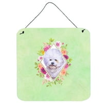 Carolines Treasures CK4280DS66 Bichon Fris? Design2 Green Flowers Wall or Door Hanging Prints 6x6 multicolor