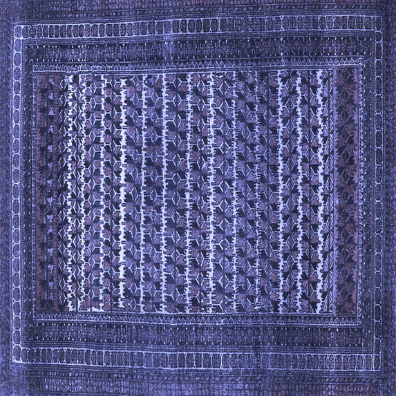 Ahgly Company Machine Washable Indoor Square Persian Blue Traditional Area Rugs, 6' Square
