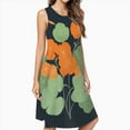 thumbnail image 2 of Nasturtiums On Navy Casual Sleeveless Loose Sundress Dress For Women Summer Dress Daily Woman, 2 of 4