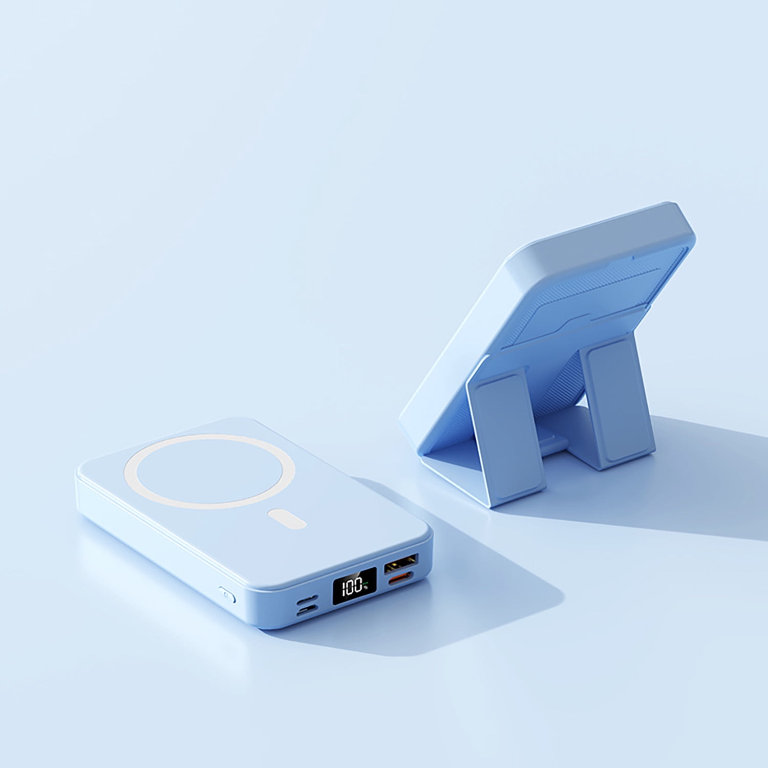 10000mAh Portable Magnetic Wireless Charge Power Bank w/ Phones Stand