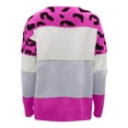 thumbnail image 4 of Women's Pullover Sweater Stylish Layering Knit Sweater Leopard Print Color Block Casual Long Sleeve Pullover Top for Women, 4 of 5