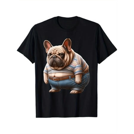 Graphic Tee with Cute Bulldog T-Shirt for Women Casual Comfort Fit Top,Interesting design,Classic,cotton,black,S-5XL