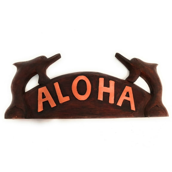 Aloha Sign w/ Carved Dolphins 12" - Tropical Decor | #bds1200940