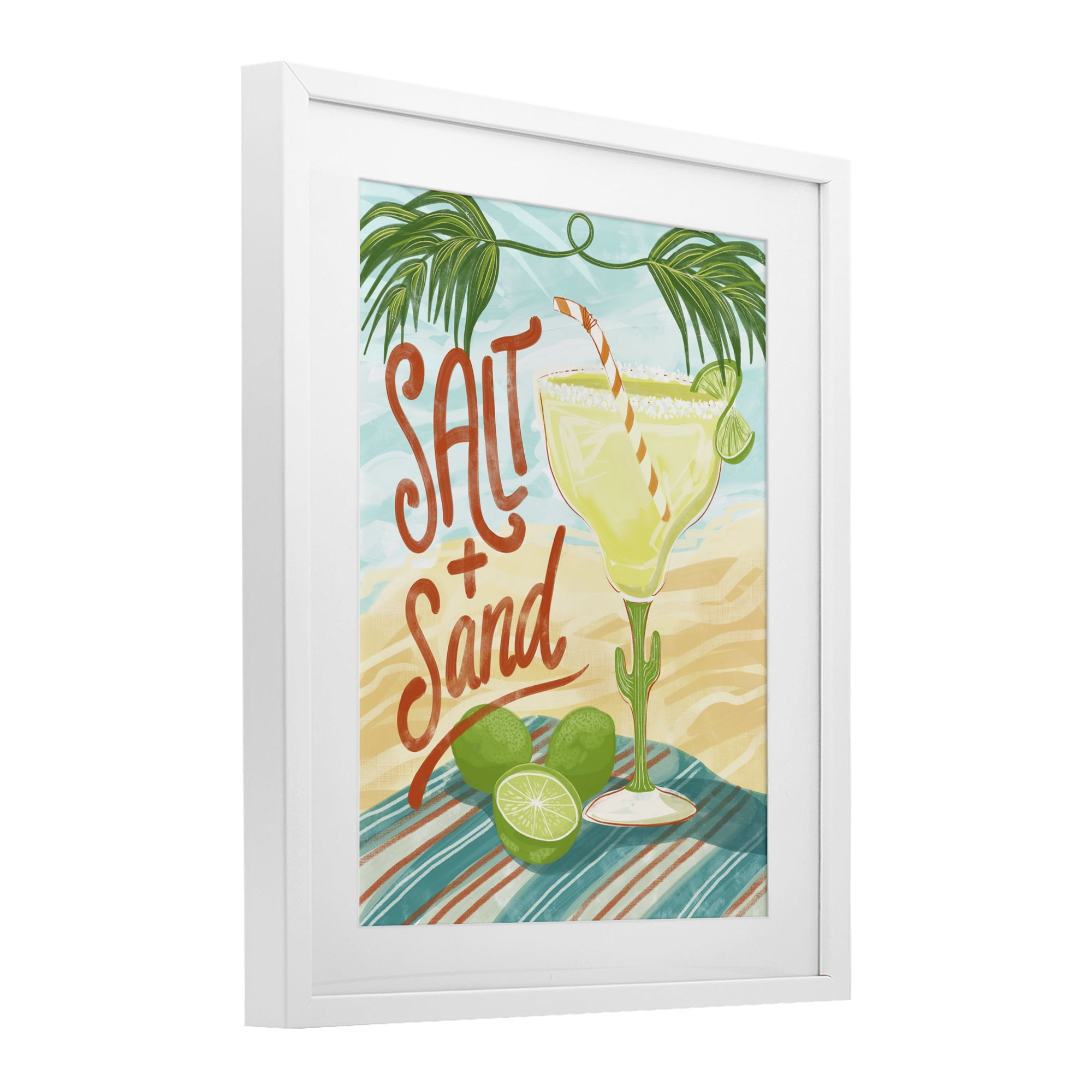 Stupell Industries Salt & Sand Margarita White Framed Print Under Glass, design by Connie Summers